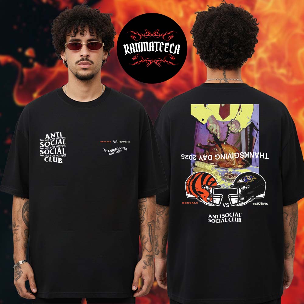 ASSC x NFL Thanksgiving Day 2025 Cincinnati Bengals Vs Baltimore Ravens Two Sided Unisex T-Shirt