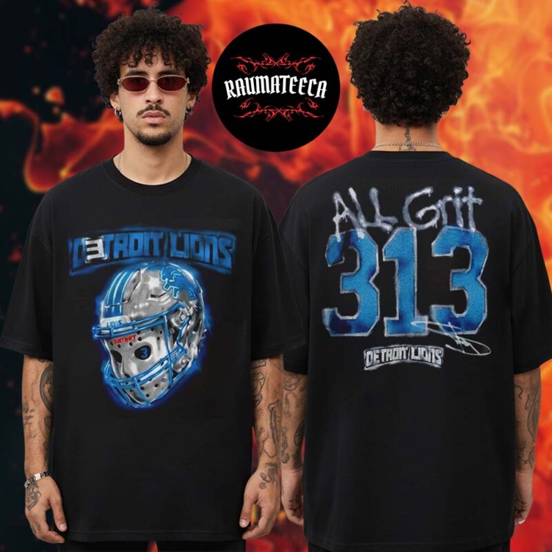 Eminem x Detroit Lions Merch All Grit 313 Two Sided Unisex T Shirt