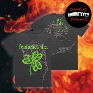 Fontaines D.C. Merch Romance Shamrock Faded Black Two Sided Unisex T-Shirt