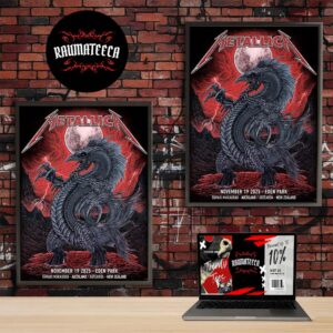 Metallica M72 Auckland Poster Art By Mr Wolf At Eden Park In Auckland New Zealand On November 19 2025 Home Decor Poster Canvas