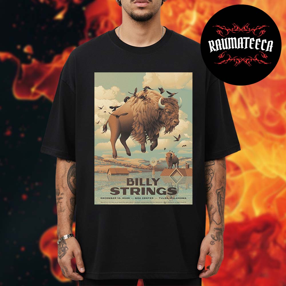 Billy Strings Poster Art By Shawn Ryan At Bok Center In Tulsa Oklahoma On December 10 2025 Unisex T-Shirt Billy Strings Poster Art By Shawn Ryan At Bok Center In Tulsa Oklahoma On December 10 2025 Unisex T-Shirt