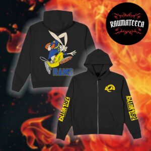 Blink182 x LA RAMS Limited Edition Collab Merch Wide Receiver Black Zip Hoodie