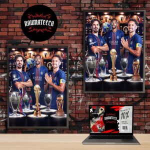 Celebration PSG Have Won Six Trophies In 2025 Home Decor Poster Canvas