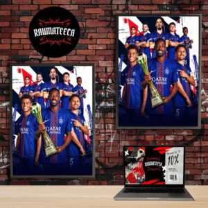 Celebration PSG Won 2025 Intercontinental Cup Paris On Top Of The World Home Decor Poster Canvas