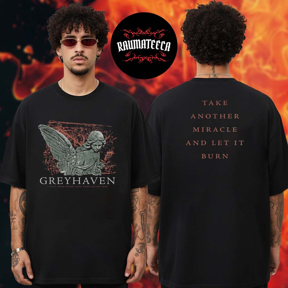 Greyhaven Merch Leftovers Tour Collection Burn A Miracle Two Sided Unisex T-Shirt Greyhaven Merch Leftovers Tour Collection Burn A Miracle Two Sided Unisex T-Shirt