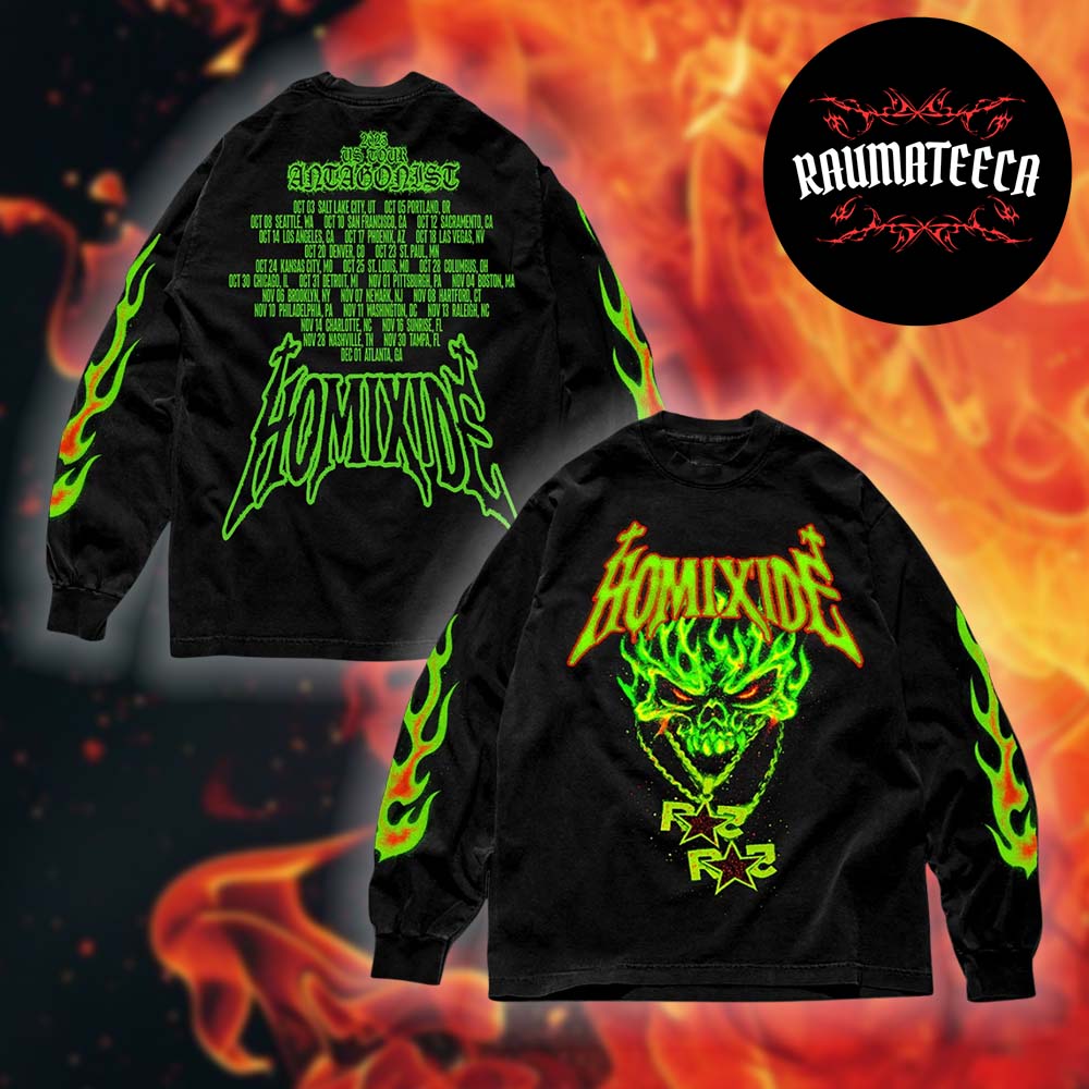 Homixide Gang Merch HXG Green Flames Long Sleeve Shirt Homixide Gang Merch HXG Green Flames Long Sleeve Shirt
