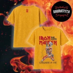 Iron Maiden Merch Somewhere In Time Vintage Gold Two Sided Unisex T-Shirt