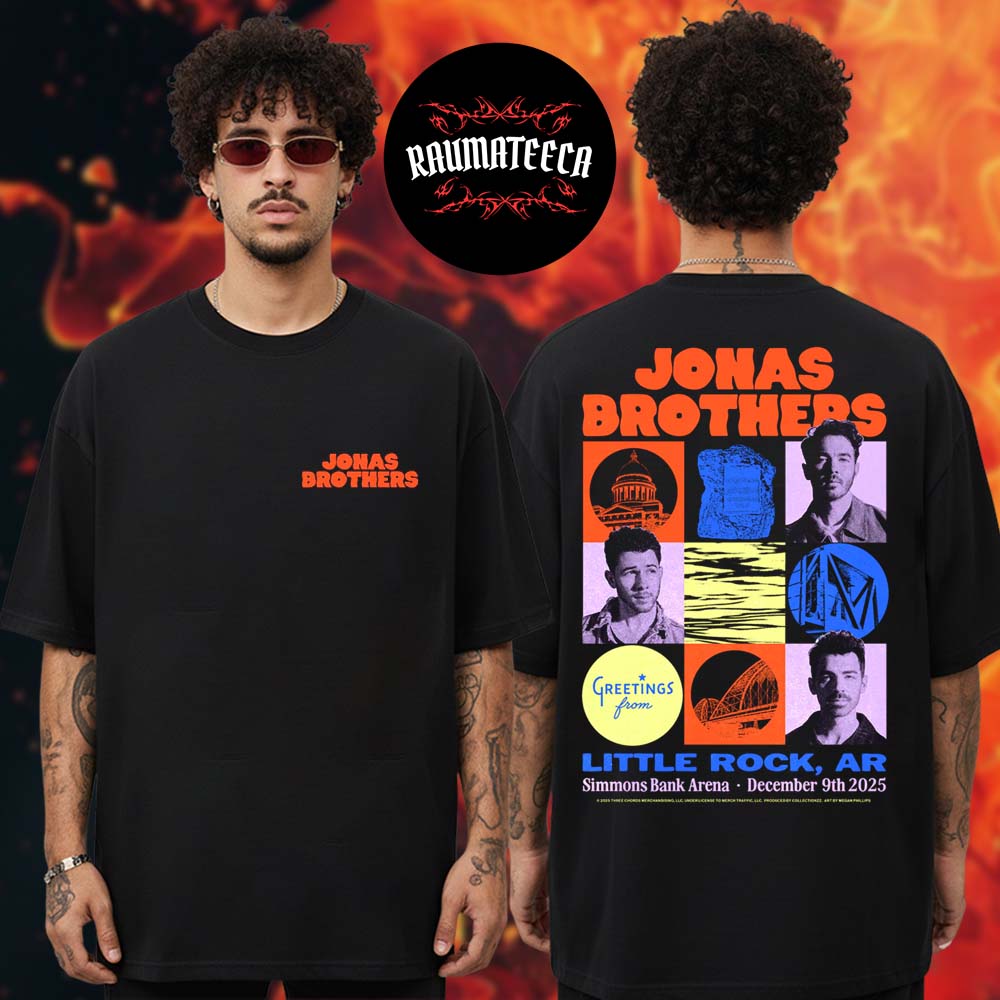 Jonas Brothers Merch Greetings From Your Hometown Littile Rock AR Two Sided Unisex T-Shirt Jonas Brothers Merch Greetings From Your Hometown Littile Rock AR Two Sided Unisex T-Shirt