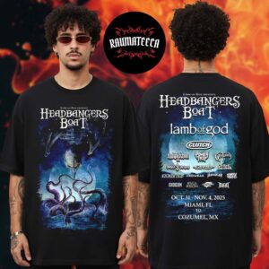 Lamb Of God Merch Headbangers Boat 2025 Collection Line Up Art Poster Two Sided Unisex T-Shirt