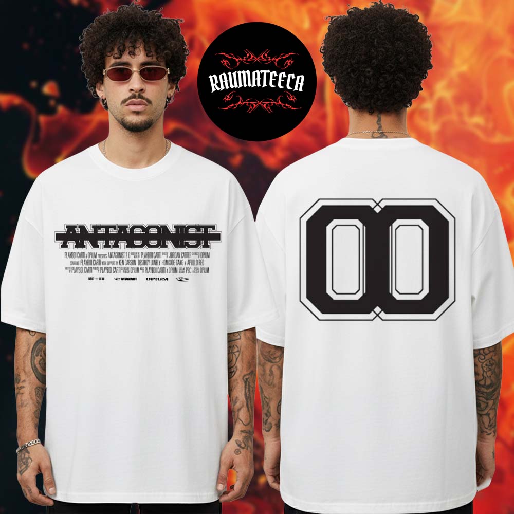 Playboi Carti Merch Antagonist 2.0 00 White Unsiex T-Shirt Playboi Carti Merch Antagonist 2.0 00 White Unsiex T-Shirt