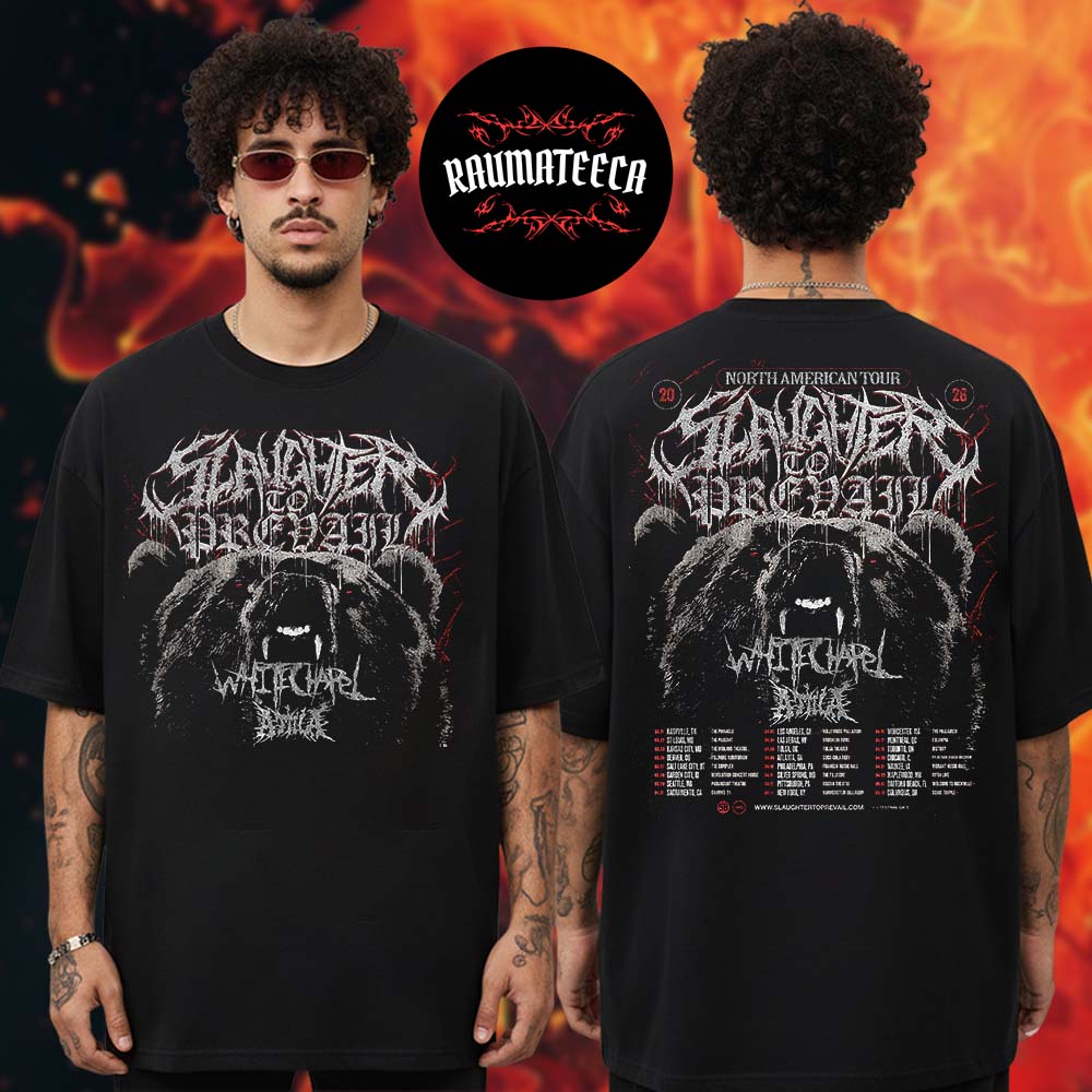Slaughter To Prevail x Whitechapel North America Spring Tour 2026 Schedule Two Sided Unisex T-Shirt Slaughter To Prevail x Whitechapel North America Spring Tour 2026 Schedule Two Sided Unisex T-Shirt