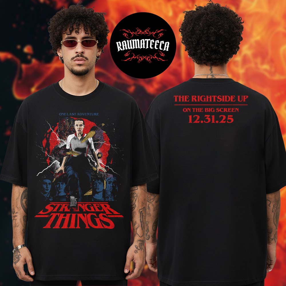 Stranger Things Merch Rucking Fotten x Upside Down Pictures Two Sided Unisex T-Shirt Stranger Things Merch Rucking Fotten x Upside Down Pictures Two Sided Unisex T-Shirt
